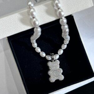APM Monaco Black & White Teddy Bear Necklace